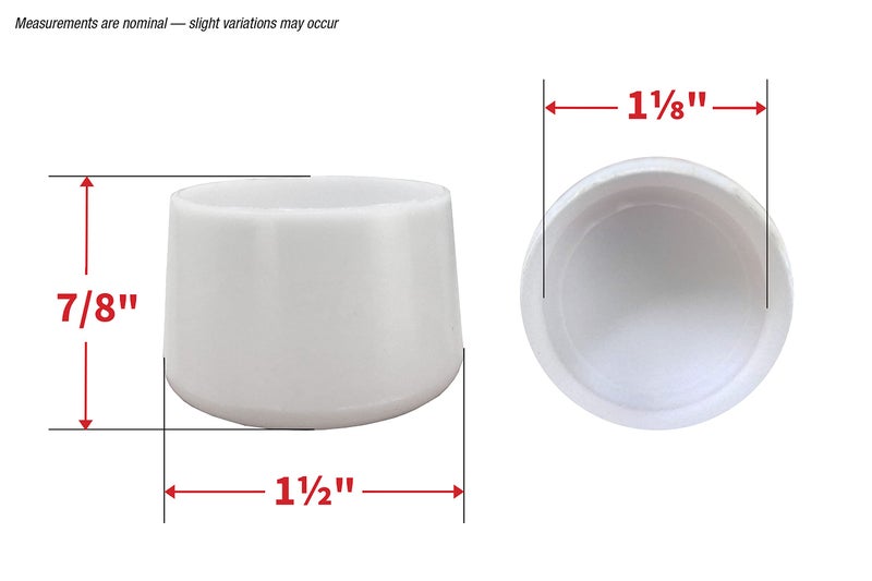 Shepherd Hardware 4 Pack Round Plastic Leg Tip Protectors 1-1/8" Inner Diameter for Chairs, Stools & Tables on Laminate, Tile & Vinyl - Reduce Noise & Prevent Scratches â€“ White - Image 5